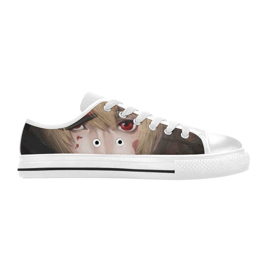 Unisex Anime Art Sneakers – Wit met rode accenten - jvrmonkeydesign