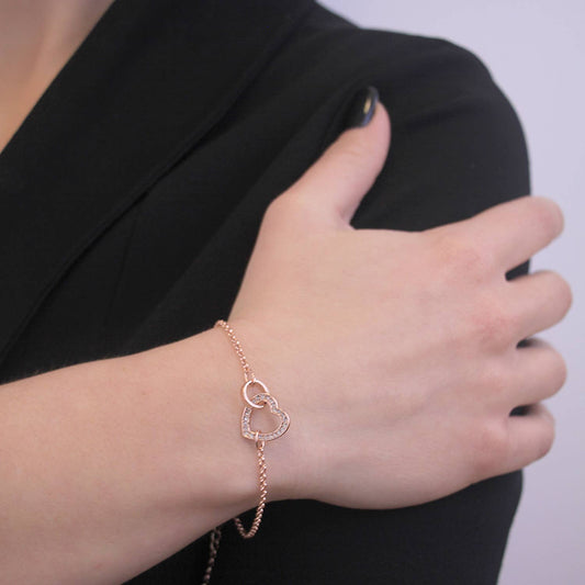 Armband met vergrendeld hart - roségoud en kristal CARALI / MYC Paris
