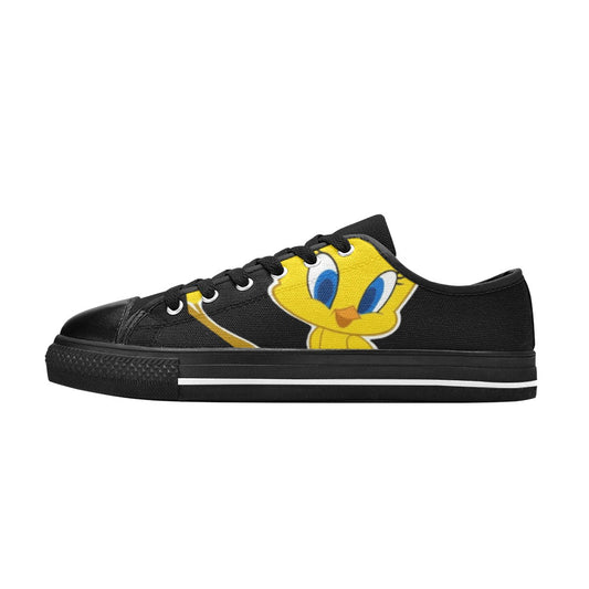 Unisex Cartoon Sneaker – Zwart met Geel Design - jvrmonkeydesign