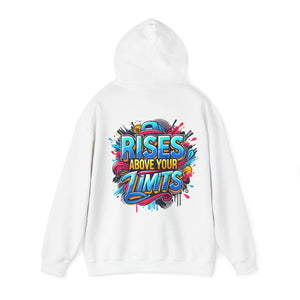 Unisex Hoodie met Graffiti Design - Rise Above Your Limits jvrmonkeydesign