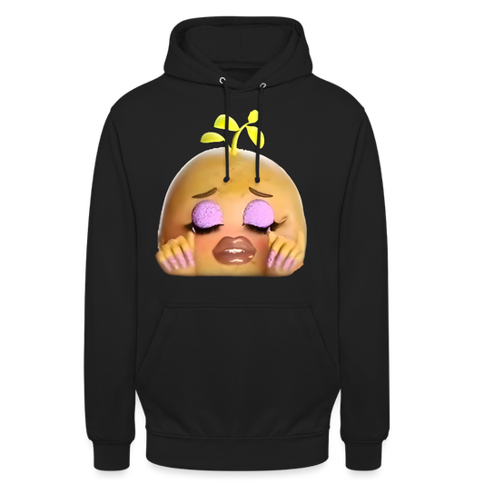 Hoodie met Cute Sad Emoji Design - black
