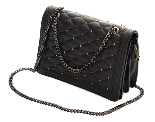 Schoudertas 'VISTA' - met studs & rode voering jvrmonkeydesign