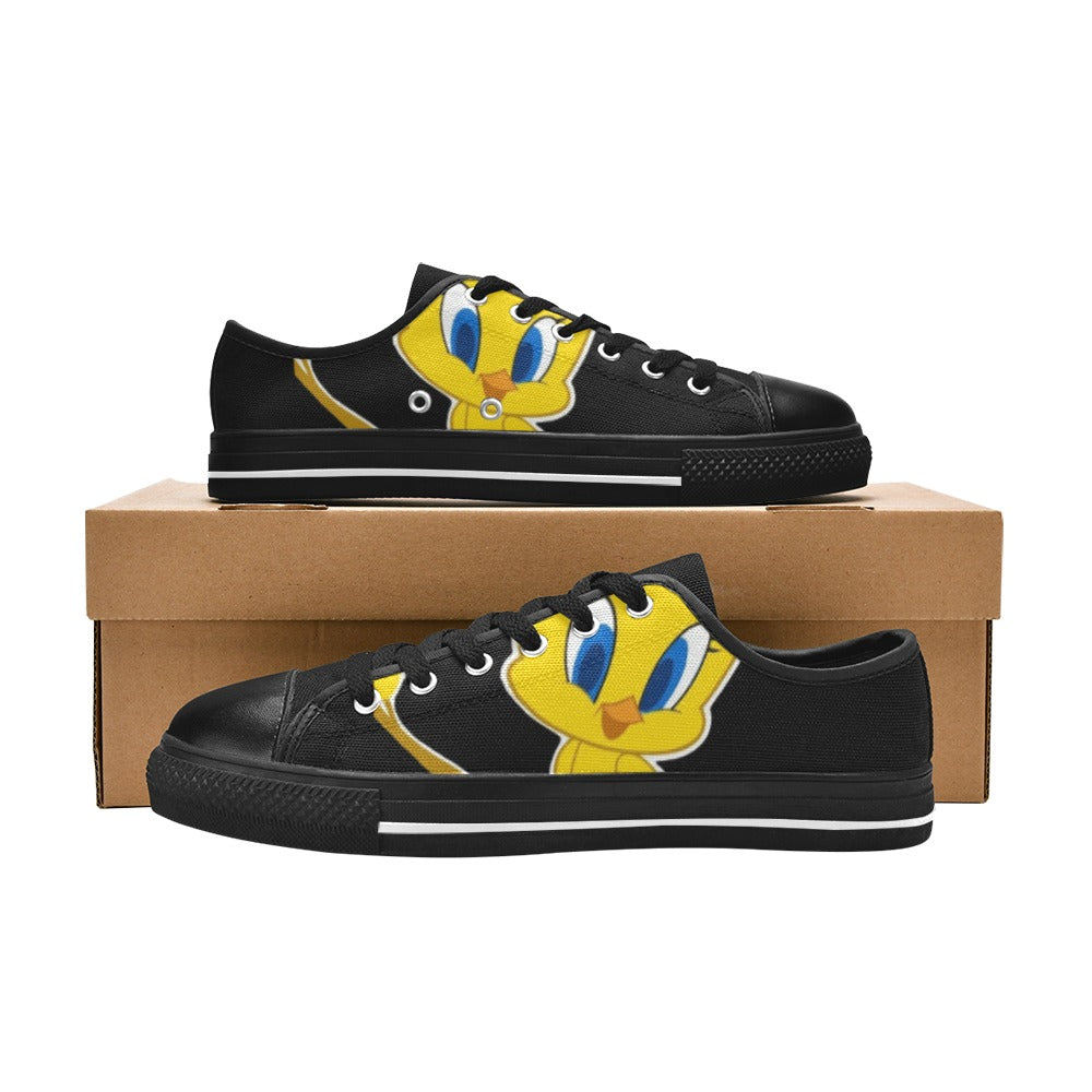 Unisex Cartoon Sneaker – Zwart met Geel Design - jvrmonkeydesign