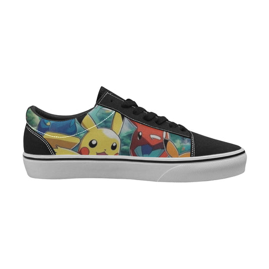 Unisex Pokémon Style Sneakers – Zwart met kleurrijke print - jvrmonkeydesign