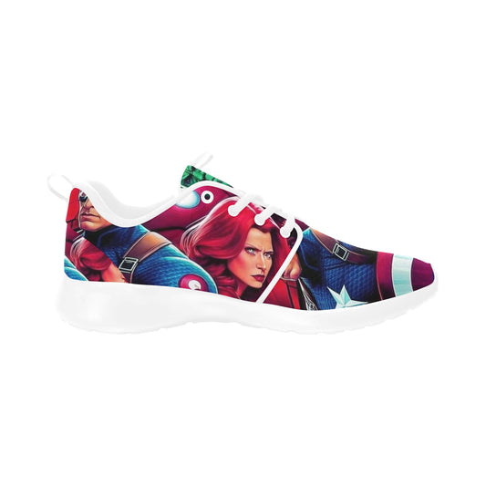 Unisex Superhero Sneakers – Wit met kleurrijke print - jvrmonkeydesign