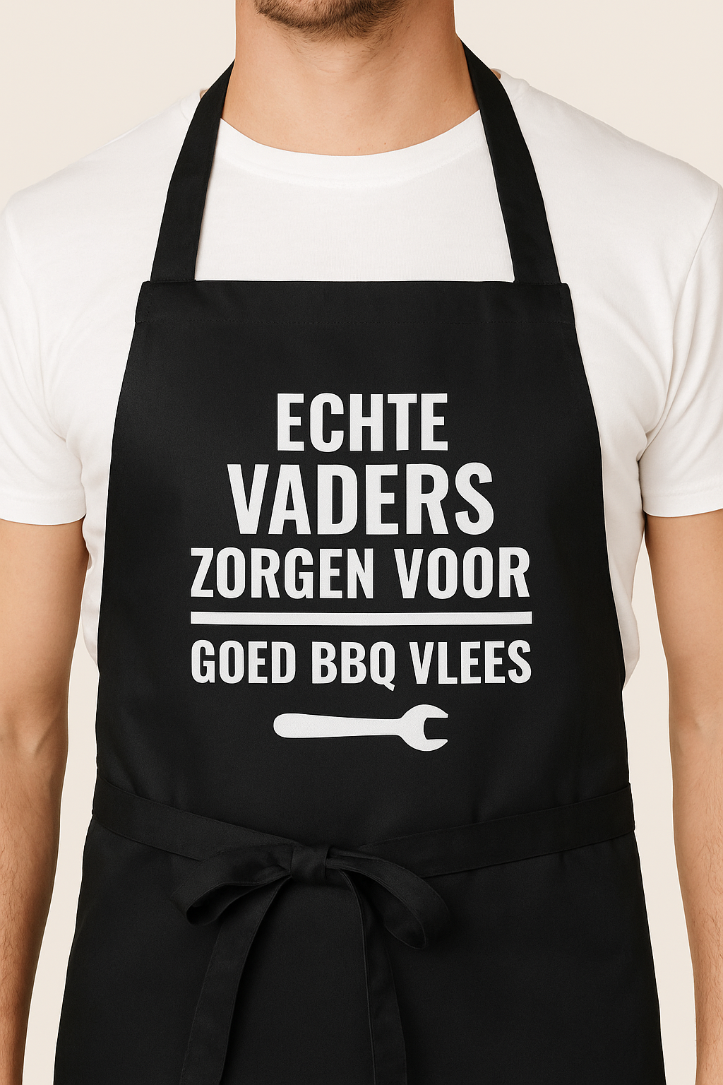 🥩 Schort “Echte Vaders Zorgen Voor Goed BBQ Vlees” – Vaderdagcadeau met
