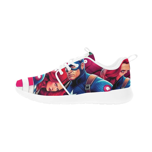 Unisex Superhero Sneakers – Wit met kleurrijke print - jvrmonkeydesign