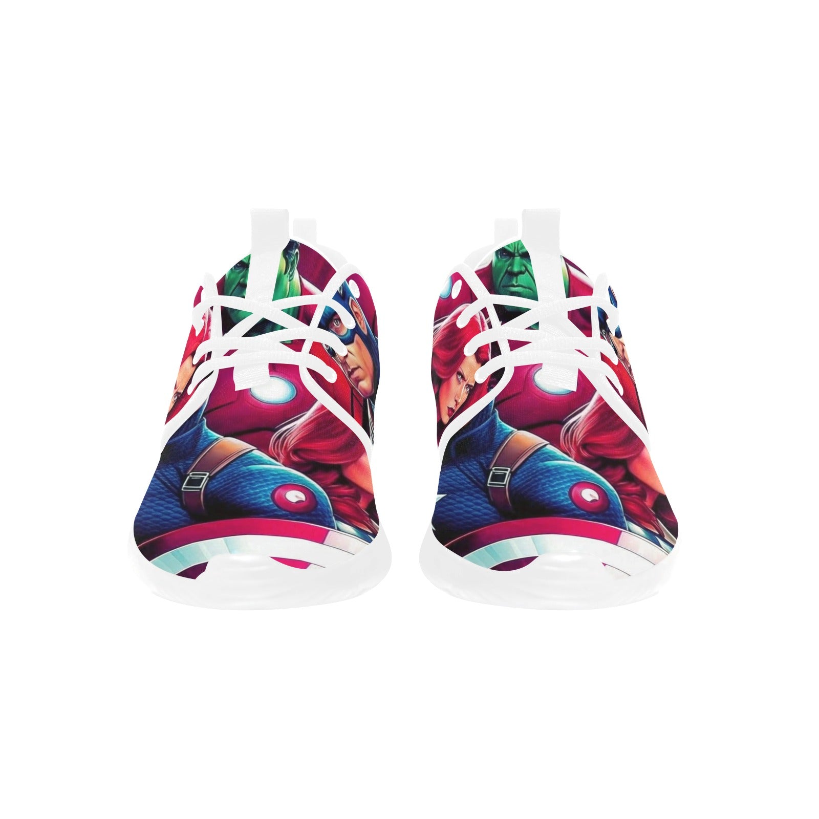 Unisex Superhero Sneakers – Wit met kleurrijke print - jvrmonkeydesign