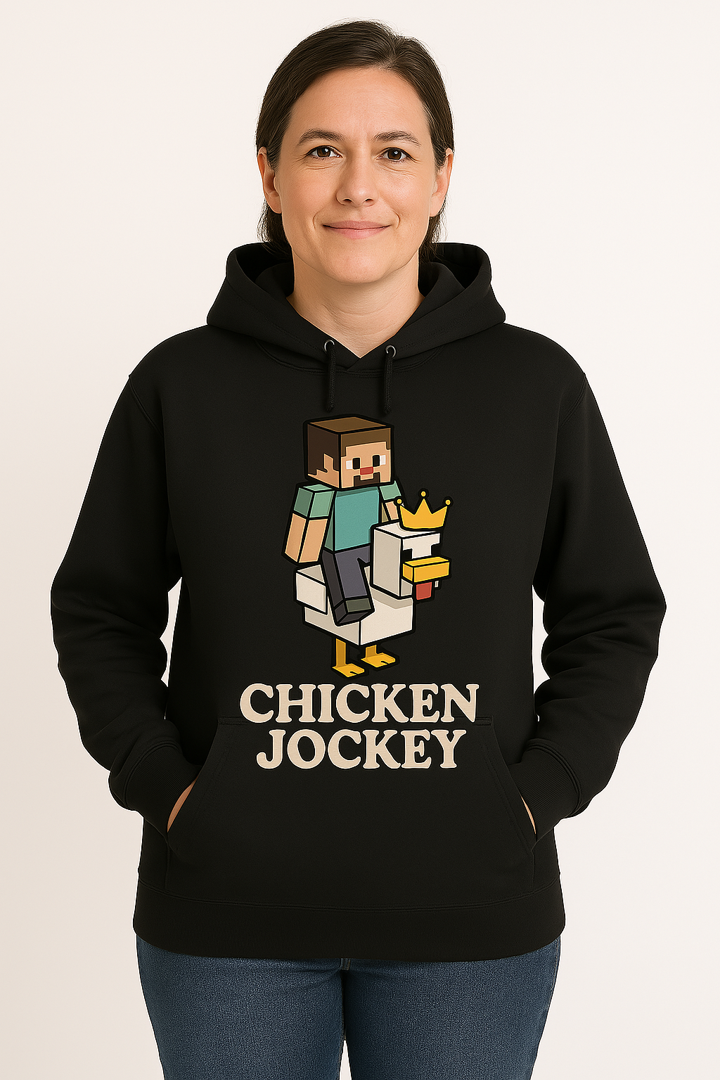 CHICKEN JOCKEY HOODIE – VOOR DE KONING(IN) OP DE KIP - jvrmonkeydesign