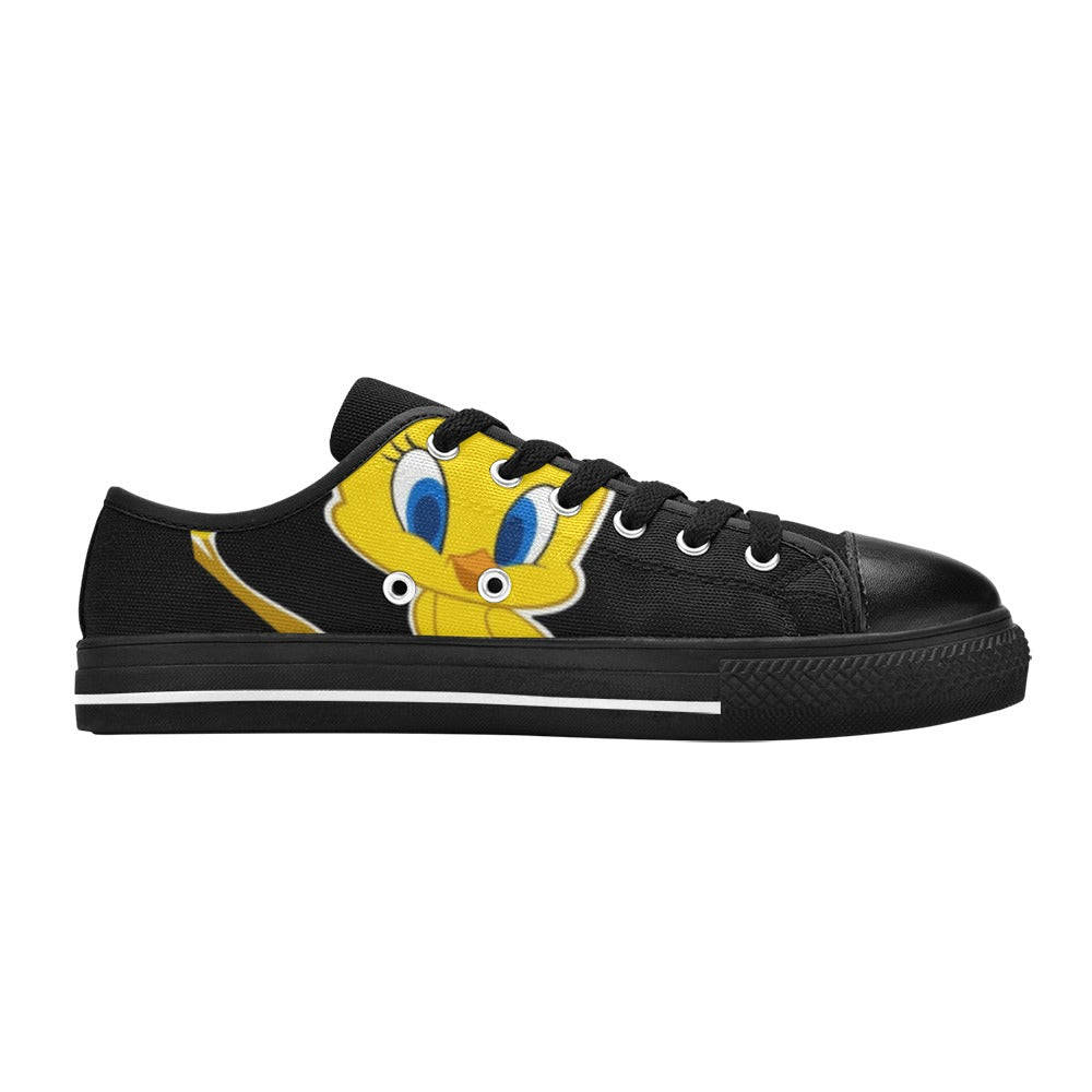 Unisex Cartoon Sneaker – Zwart met Geel Design - jvrmonkeydesign