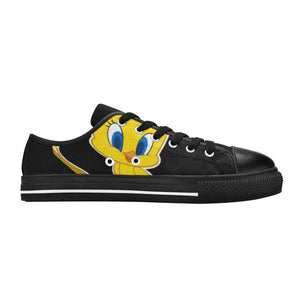 Unisex Cartoon Sneaker – Zwart met Geel Design - jvrmonkeydesign