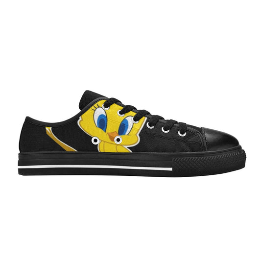 Unisex Cartoon Sneaker – Zwart met Geel Design - jvrmonkeydesign