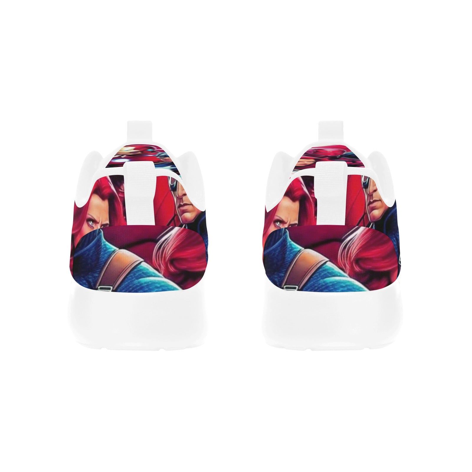 Unisex Superhero Sneakers – Wit met kleurrijke print - jvrmonkeydesign