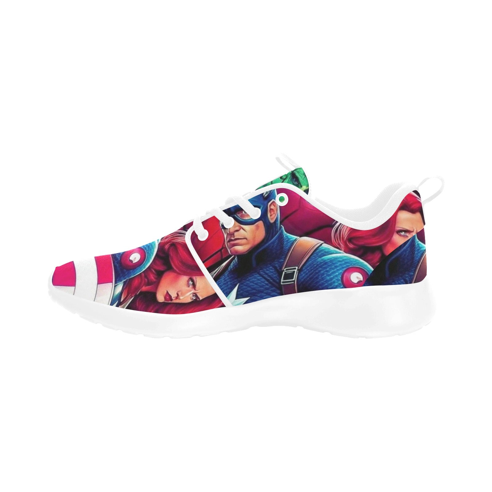 Unisex Superhero Sneakers – Wit met kleurrijke print - jvrmonkeydesign