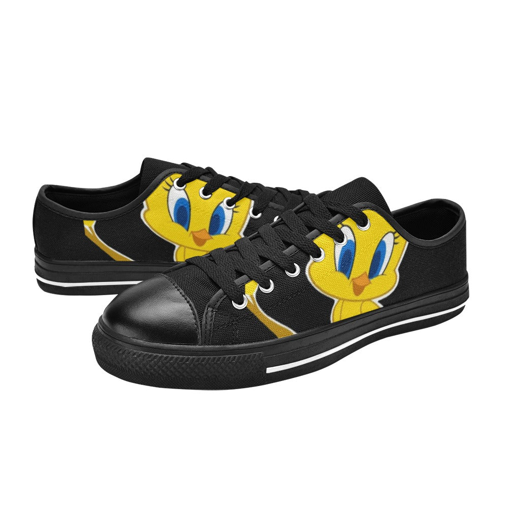 Unisex Cartoon Sneaker – Zwart met Geel Design - jvrmonkeydesign