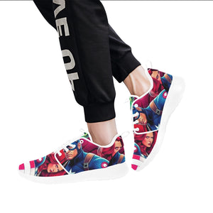 Unisex Superhero Sneakers – Wit met kleurrijke print - jvrmonkeydesign
